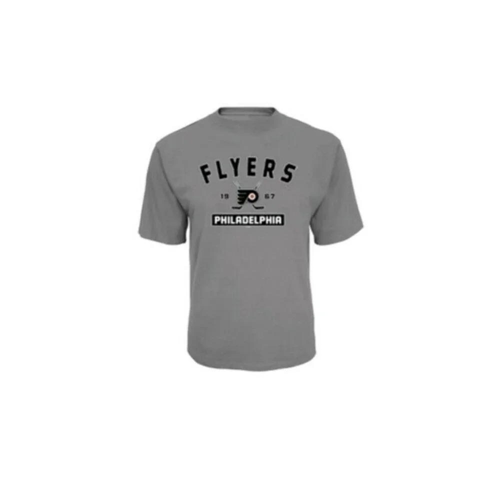 NHL Philadelphia Flyers Mens Size Small Center Short Sleeve T-Shirt Ice Gray - Picture 2 of 2